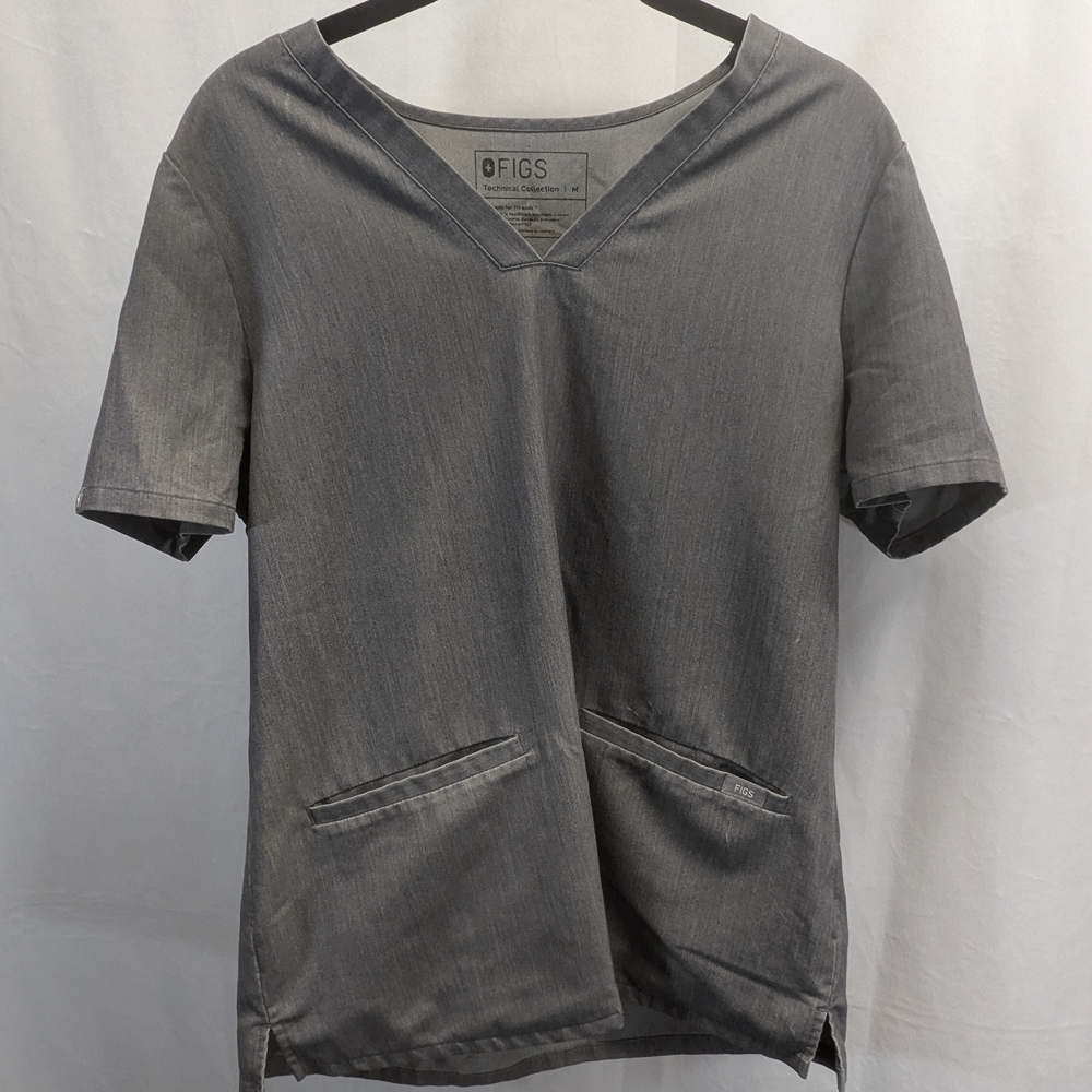 FIGS Casma Three-Pocket Scrub Top Grey Size Medium